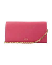 Patou Red Patou Chain-Strap Calfskin Wallet