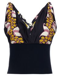 Tory Burch Blue Printed Silk Blouse