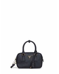 Prada Blue Top-Handle Shoulder Bag Saffiano Leather Calf Handbags