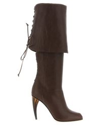 McQueen Brown Horn-Heel Boot