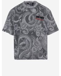 Just Cavalli Gray Cotton Logo Print T-Shirt T-Shirts for men