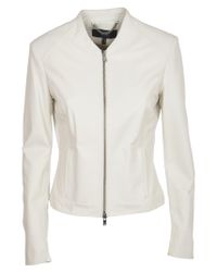 White Leather Jackets for Women - Lyst