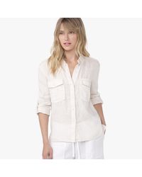 James Perse Natural Canvas Linen Pocket Button Up