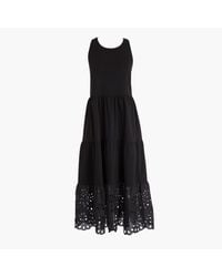 j crew tiered knit maxi dress with eyelet trim