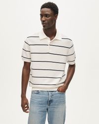 J.Crew Short-Sleeve Cotton Seed-Stitch Sweater-Polo in Natural for