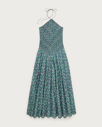 are halter dresses in style Women's Catching Waves Green Multi Tropical Print Tie-Back Halter Mini Dress | Color: Kelly Green | Size: Xl main image 1