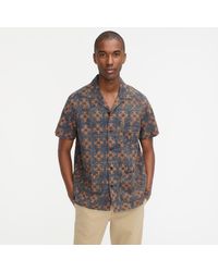 J Crew Cotton Short Sleeve Guayabera Shirt In Hand Blocked Print In Blue For Men Lyst J Crew Cotton Short Sleeve Guayabera Shirt In Hand Blocked Print In Blue For Men Lyst