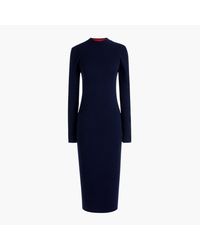 Long-sleeve Knit Midi Dress in Navy 