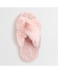 fuzzy criss cross slippers