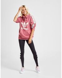adidas originals tape overhead hoodie pink