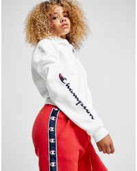 white champion cropped hoodie