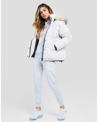 siksilk fur hood padded jacket red