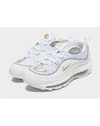 Nike Synthetic Air Max 98 In White Gold Silver Metallic Lyst Nike Synthetic Air Max 98 In White Gold Silver Metallic Lyst