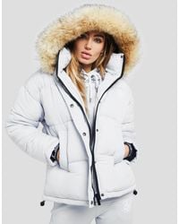 siksilk fur hood padded jacket red
