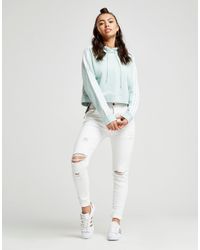 adidas originals three stripe cropped hoodie in green