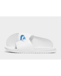 nike benassi slides white and blue