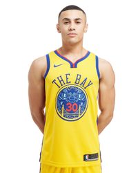 Nike Synthetic Nba Curry Golden State Warriors City Jersey In Yellow Blue Blue For Men Lyst