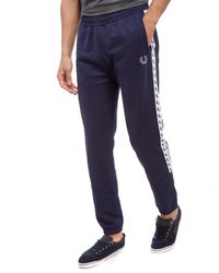 Fred Perry Cotton Sports Authentic Tape Track Pants in Blue/White (Blue)  for Men - Lyst