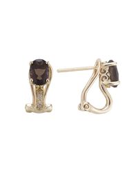 Lali Jewels - Metallic 14kt Yellow Gold Diamond And Smoky Quartz Earring - June Birthstone - Lyst