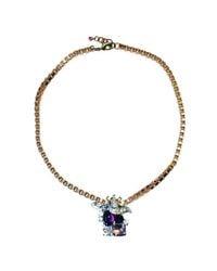 FUCHSIA by Izumi Tahara - Metallic Purple Czech Button And Rhinestone Pendant Necklace - Lyst