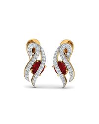 Diamoire Jewels - Metallic Braided 18kt Yellow Gold Ruby And Diamond Stud Earrings - Lyst