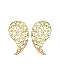 Sonal Bhaskaran - Metallic Jaali Gold Paisley Earrings With Clear Cubic Zirconia - Lyst