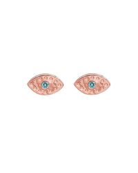 Murkani Jewellery - Multicolor Rose Gold & Topaz Evil Eye Stud - Lyst