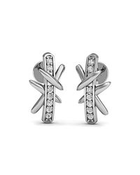Diamoire Jewels - Metallic Diamond Pave Earrings In Fine Polished 10kt White Gold - Lyst