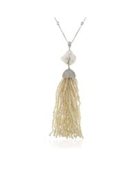 Cosanuova - Metallic Pearl Baroque Tassel Necklace - Lyst