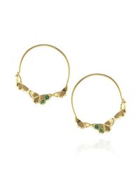 Jana Reinhardt Jewellery - Multicolor Golden Triple Butterfly Hoop Earrings With Emerald - Lyst