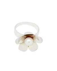 Desert Pearl - Metallic Sterling Silver Flower Pearl Ring - Lyst