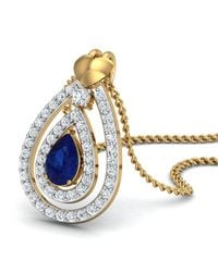 Diamoire Jewels - Metallic Nature Inspired Sapphire And Diamond Pendant In 18kt Yellow Gold - Lyst