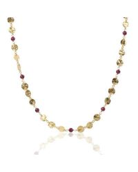Deci London - Metallic Yellow Gold Necklace With Garnets - Lyst