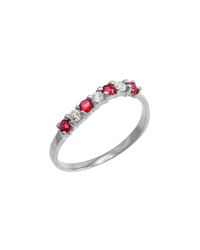 QP Jewellers - Multicolor Ruby And Cz Wavy Stackable Ring In 9kt White Gold - Lyst