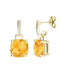 StyleRocks - Metallic Citrine 9kt Yellow Gold And Diamond Drop Earrings - Lyst