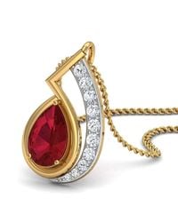 Diamoire Jewels - Metallic Nature Inspired Prong Set African Ruby And Diamond Pendant In 18kt Yellow Gold - Lyst