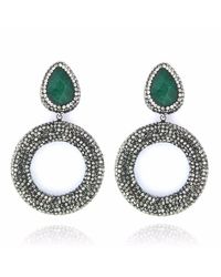 Cosanuova - Metallic Emerald Drop Earrings - Lyst
