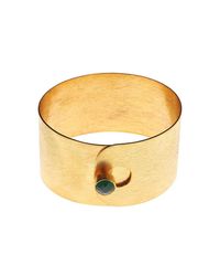 Isla Metallic Minimalist Bangle With Green Onyx