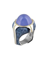 Zoltan David - "blue Buddha" Chalcedony, Bronze & Platinum Ring - Lyst