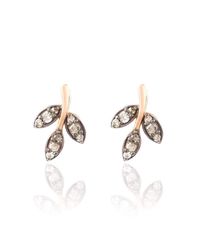 Latelita London - Multicolor Diamond Rose Gold Leaf Stud Earring - Lyst
