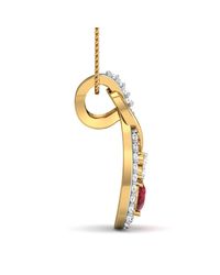 Diamoire Jewels - Metallic Nature Inspired Oval Shape Ruby And Diamond Pendant In 14kt Yellow Gold - Lyst