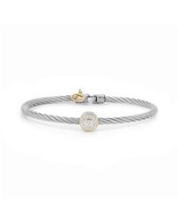 Alor - Gray 18kt White & Yellow Gold Classique Large Single Round Diamond Bangle - Lyst