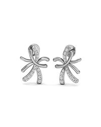 Diamoire Jewels - Metallic 18kt White Gold And Diamond Floral Pave Earrings - Lyst