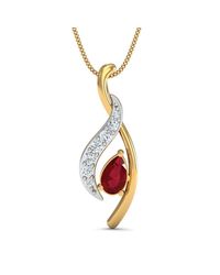 Diamoire Jewels - Metallic Premium Quality Diamonds And Ruby Pendant Nature Inspired In 10kt Yellow Gold - Lyst
