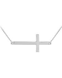 QP Jewellers - Metallic Sideways Cross Pendant Necklace In 9kt White Gold - Lyst