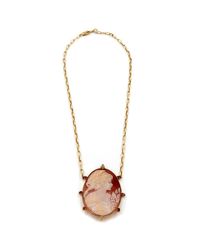 Rina Limor - Multicolor Bold Lady Cameo Pendant Necklace With Red Sapphires - Lyst