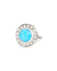 Lisa Robin - Blue Ring Diamond Halo With Turquoise - Lyst