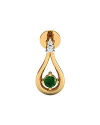 Diamoire Jewels - Metallic Nature Inspired Si3 Diamond And Emerald Prong Earrings 14kt Yellow Gold - Lyst