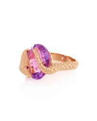 Alexandra Alberta - Pink Rose Gold Plated Gaia Ring With Amethyst - Lyst