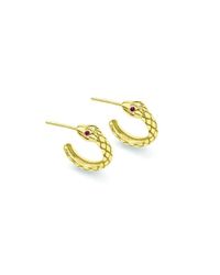 London Road Jewellery - Multicolor Kew Serpent Yellow Gold Ruby Hoop Earrings - Lyst